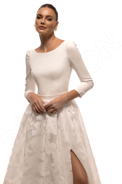 Kadyr A-line Boat-Bateau Ivory Wedding dress