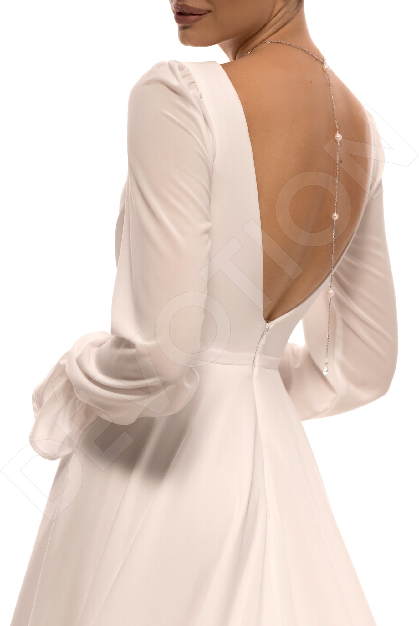 Millie A-line Deep V-neck Ivory Wedding dress