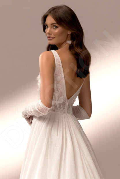 Olya A-line Deep V-neck Ivory Wedding dress