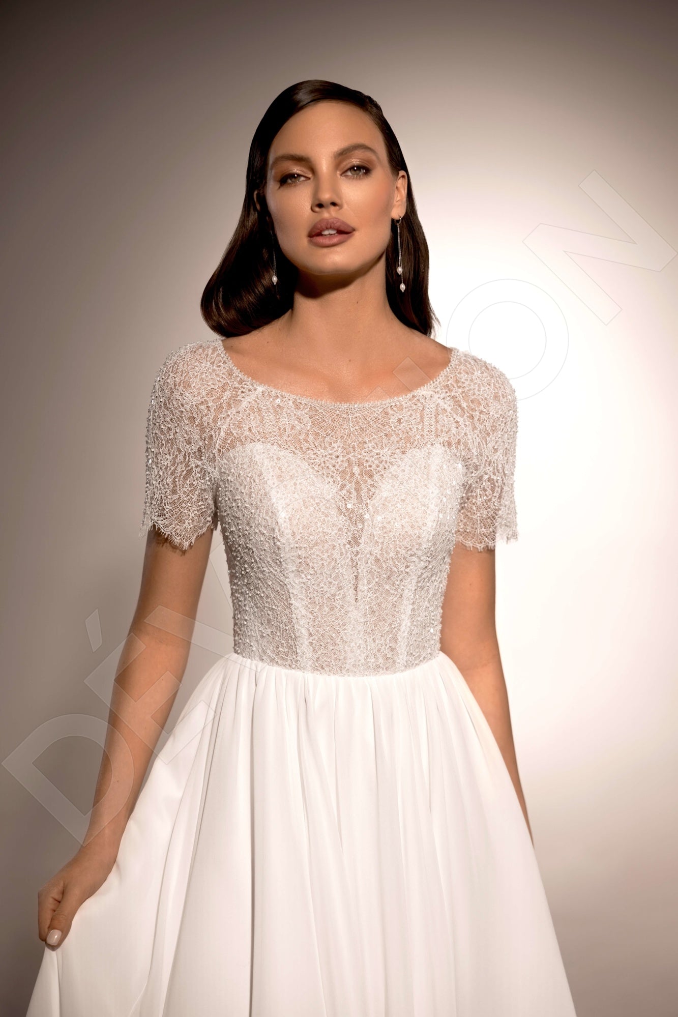 Ria A-line Jewel Ivory Wedding dress