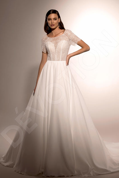 Ria A-line Jewel Ivory Wedding dress