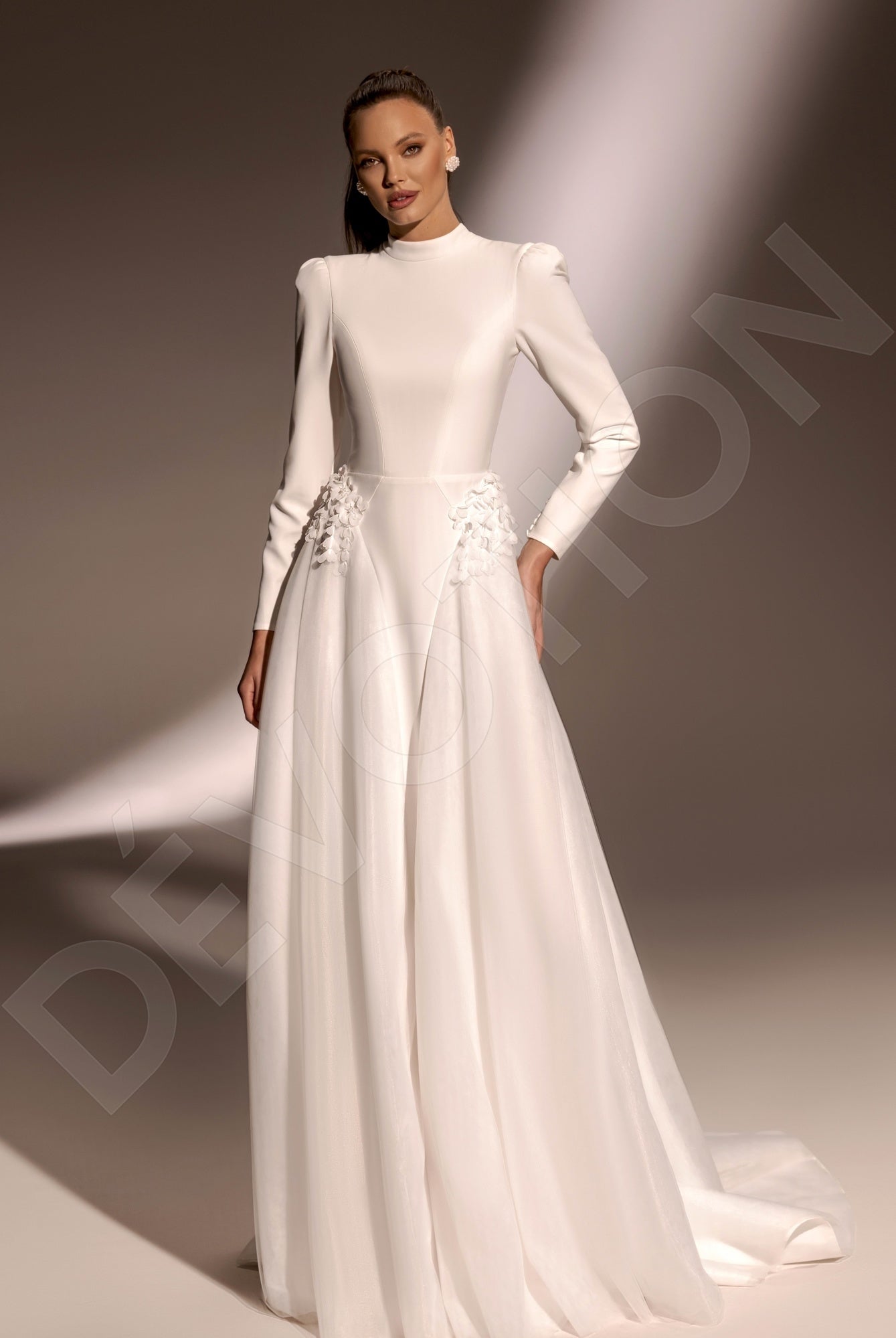 Shelbina A-line High neck Ivory Wedding dress