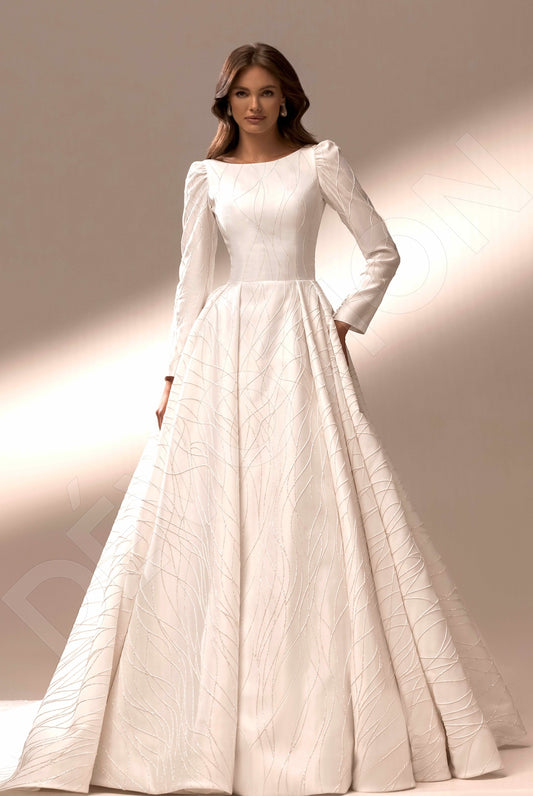 Sky A-line Boat/Bateau Ivory Wedding dress