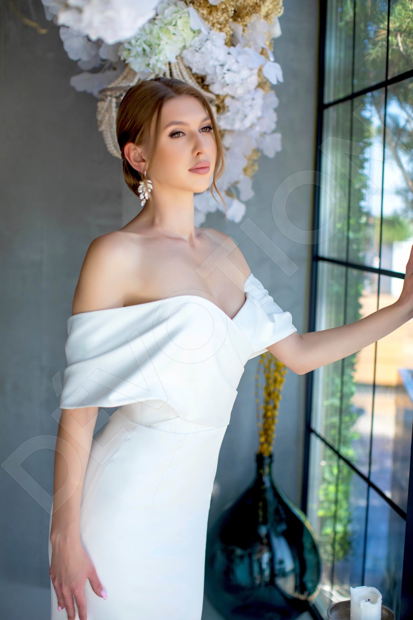 Francese Trumpet/Mermaid Off-shoulder/Drop shoulders Milk Wedding dress