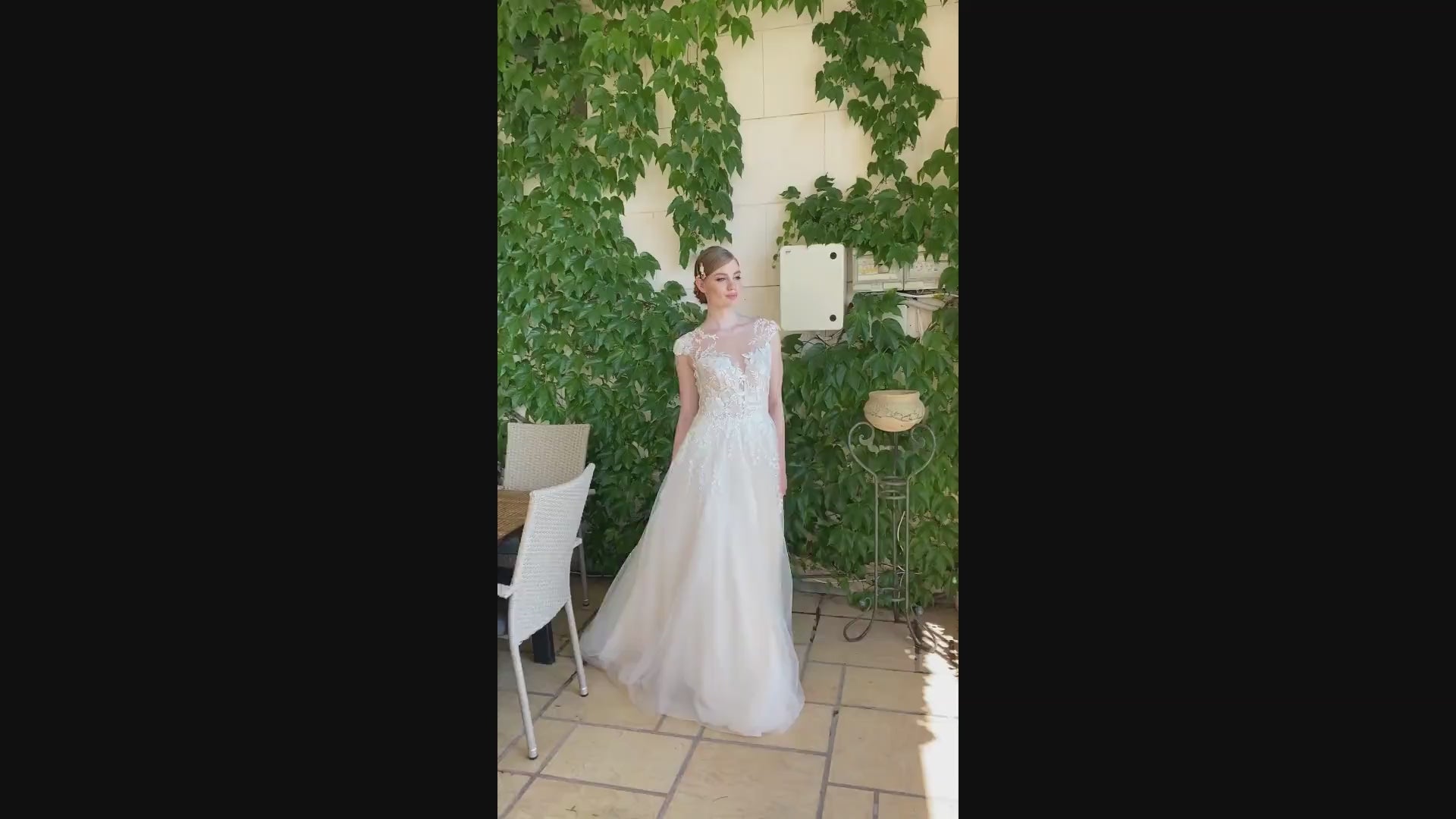 Aminta A-line Illusion Ivory PowderPink Wedding dress video