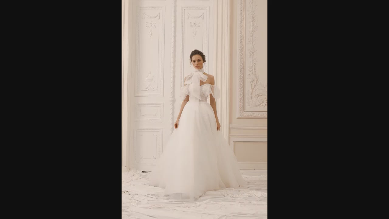 Estery A-line Off-shoulder/Drop shoulders Ivory Wedding dress video
