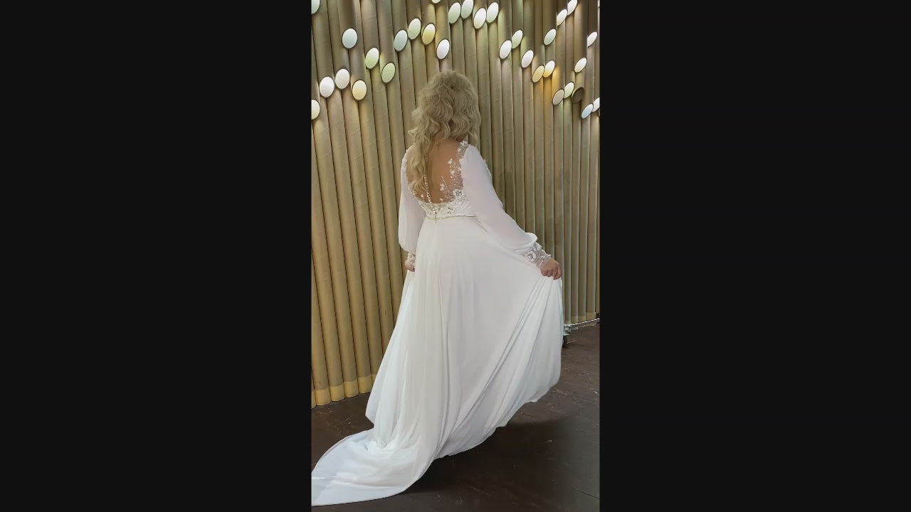 Estera A-line Illusion Milk Wedding dress video