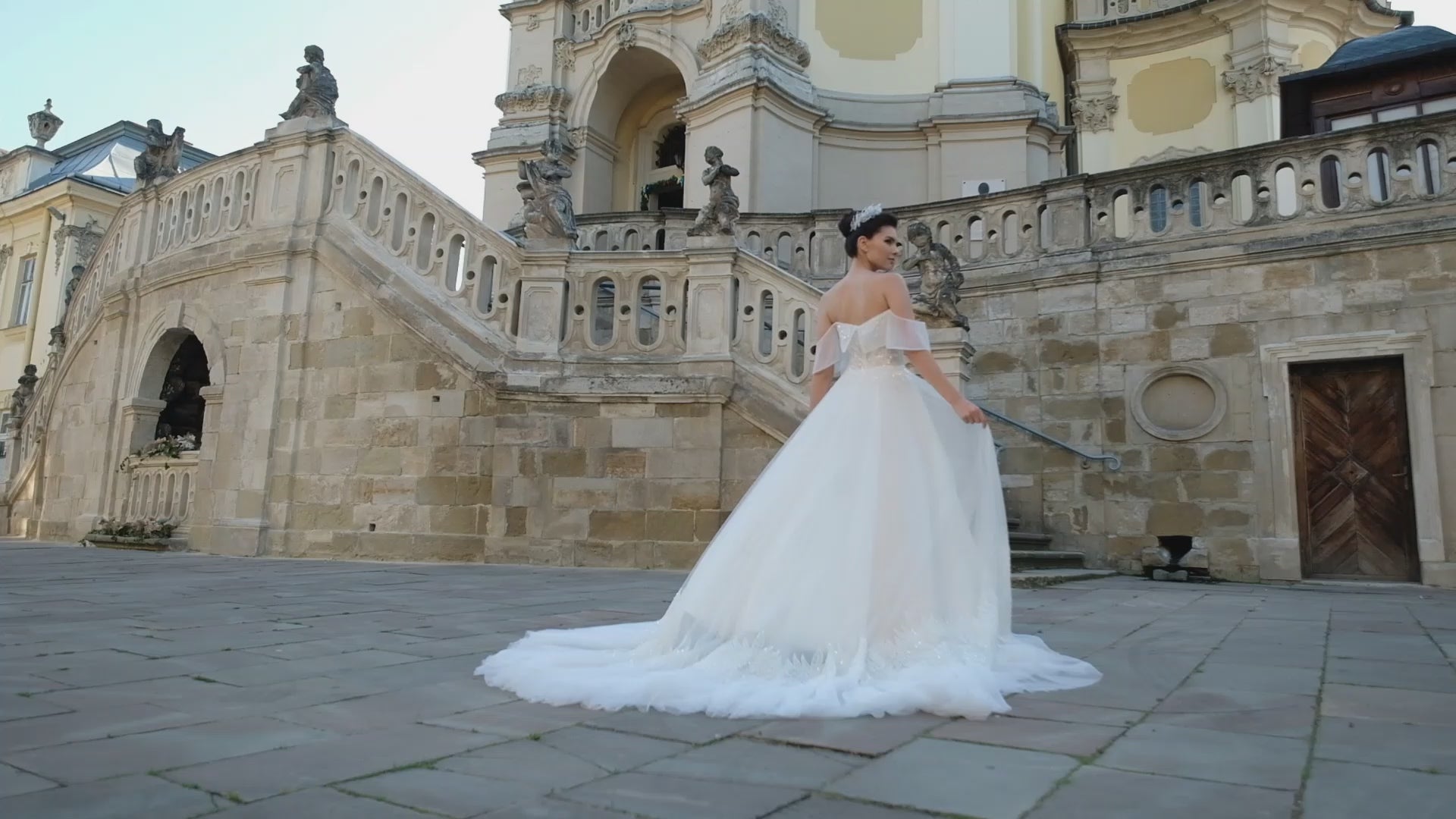Aile Princess/Ball Gown Off-shoulder/Drop shoulders Milk Peach Wedding dress video