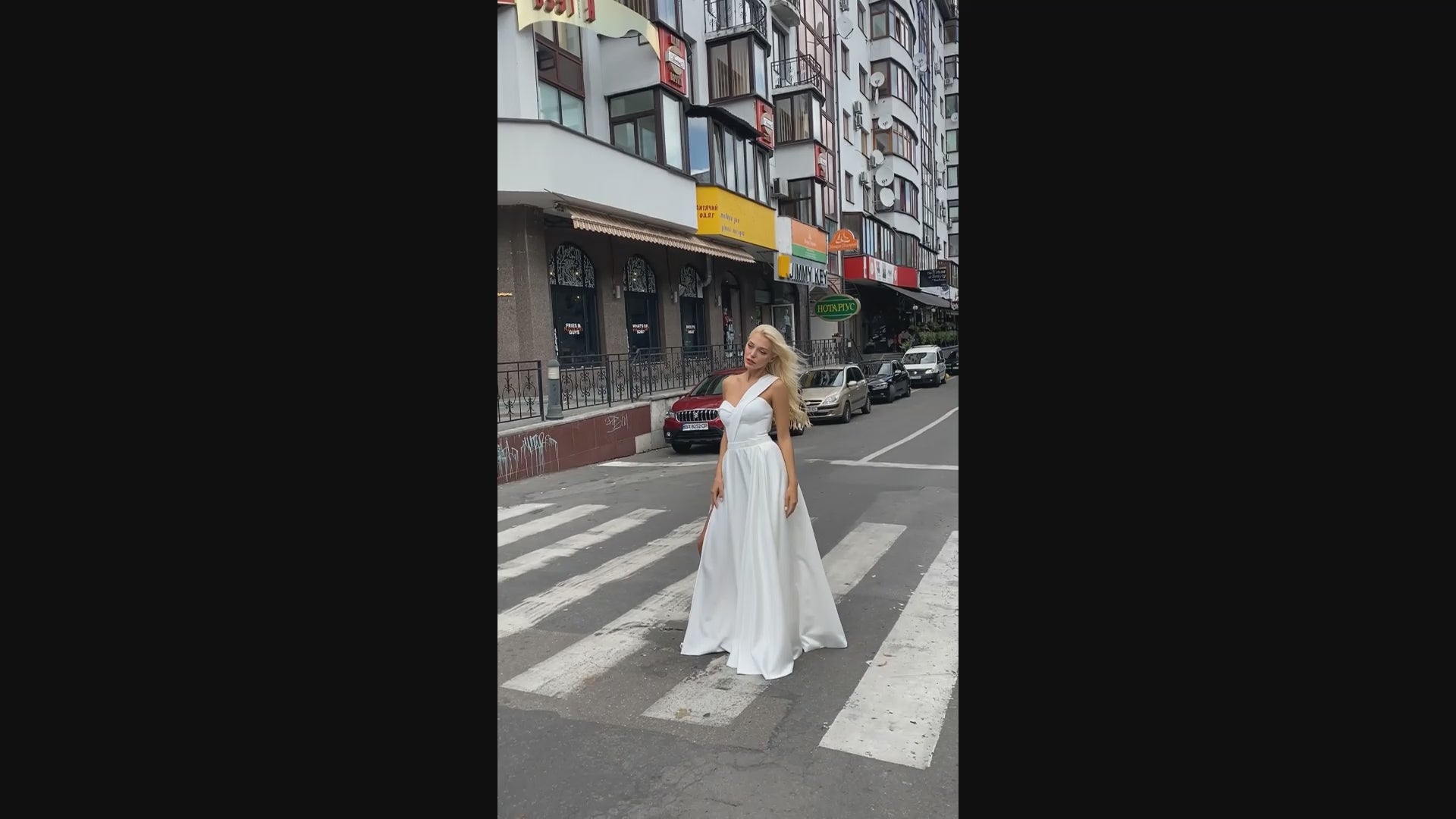 Revina A-line Asymmetric/One shoulder Whitemilk Wedding dress