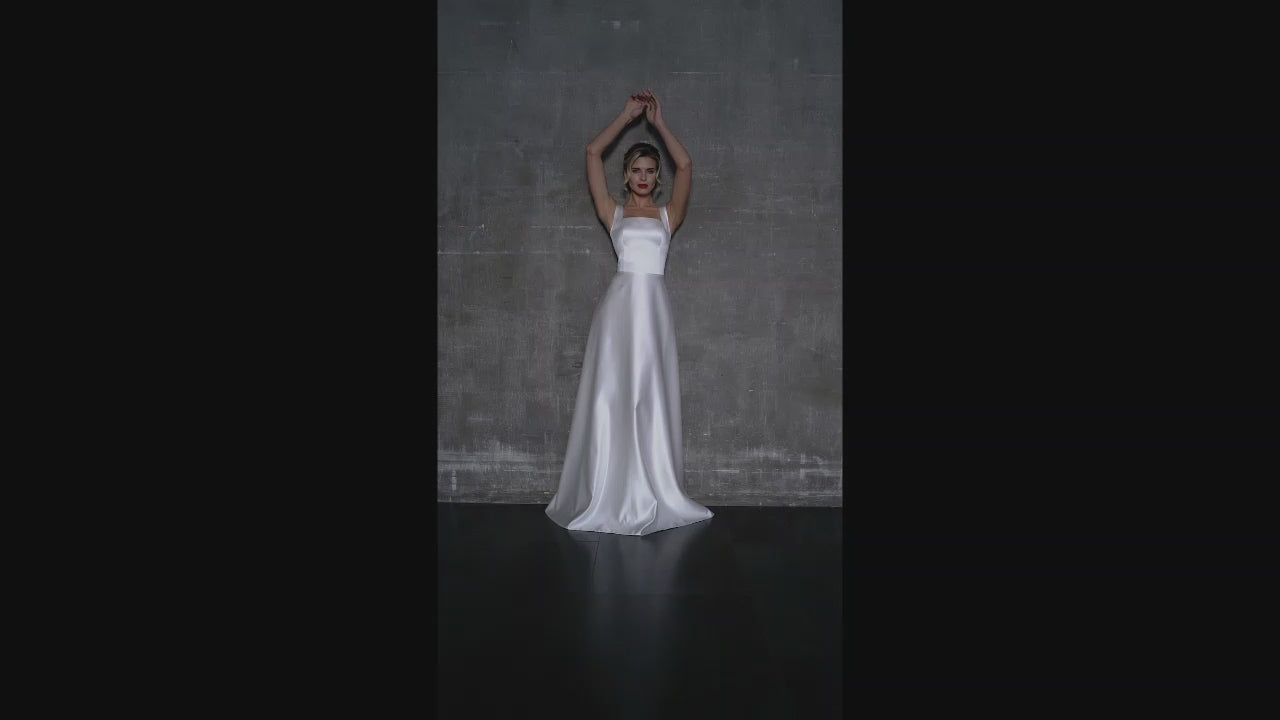Dominique A-line Square Ivory Wedding dress video