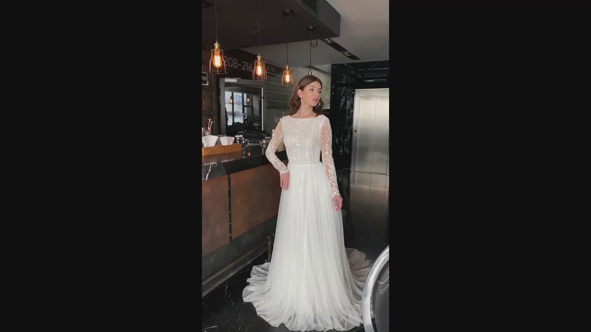Valentine A-line Boat/Bateau Milk Wedding dress video