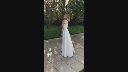 Alona A-line V-neck Ivory Wedding dress