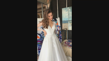 Frensis A-line Illusion Ivory Wedding dress