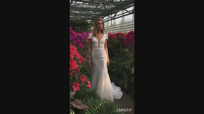 Lora Trumpet/Mermaid Illusion Ivory Wedding dress