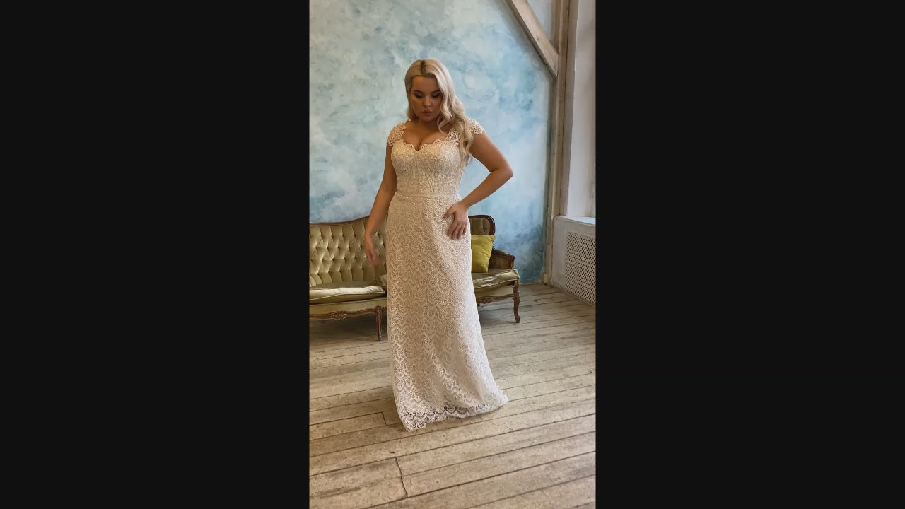 Sefora A-line Queen Anne Milk Wedding dress video