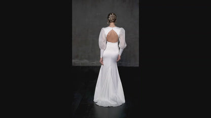 Marion Trumpet/Mermaid V-neck Milk Wedding dress
