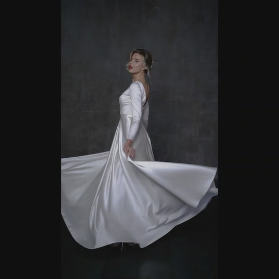 Brigitte A-line Boat/Bateau Ivory Wedding dress