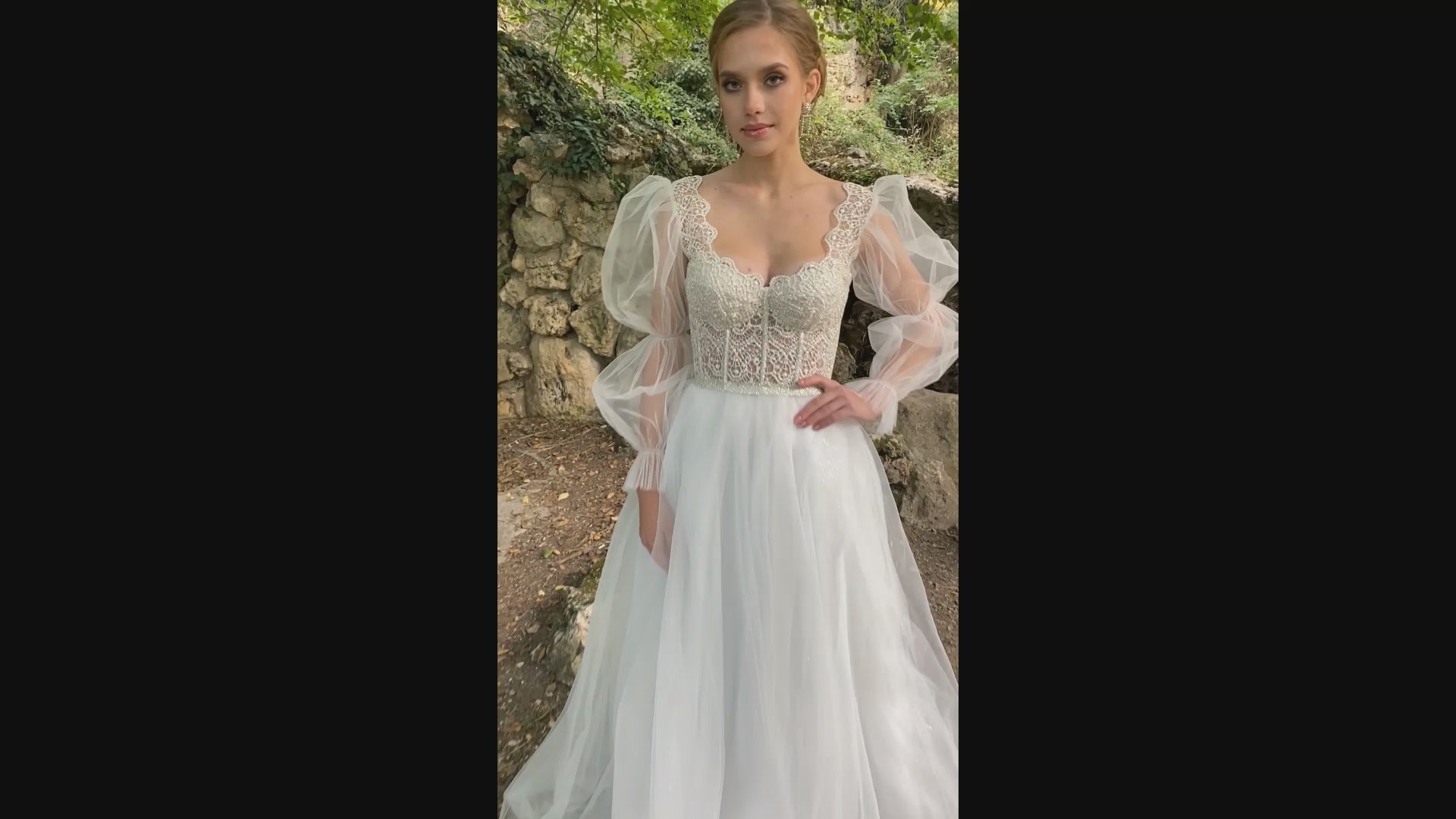 Ailen A-line Square Milk Cappuccino Wedding dress video