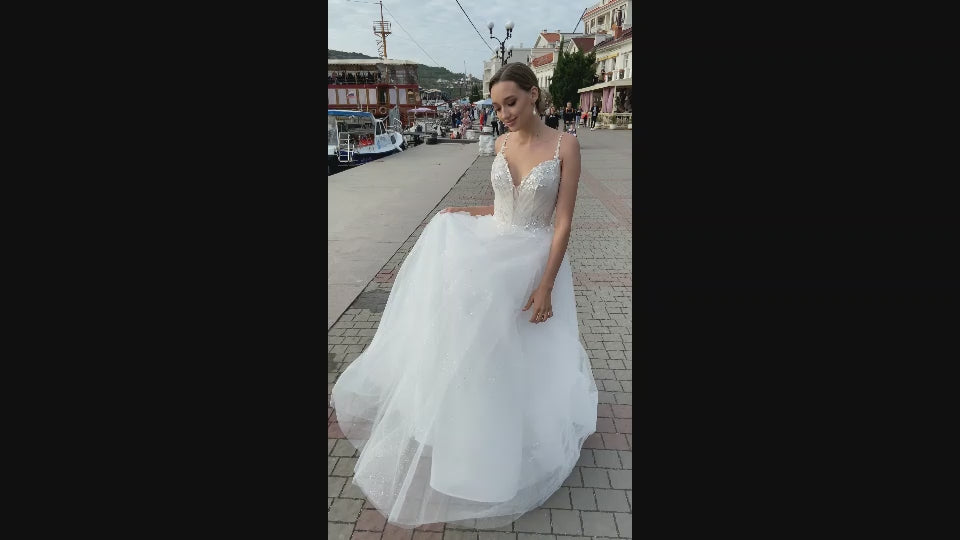 Nicolette A-line Sweetheart Milk Wedding dress video