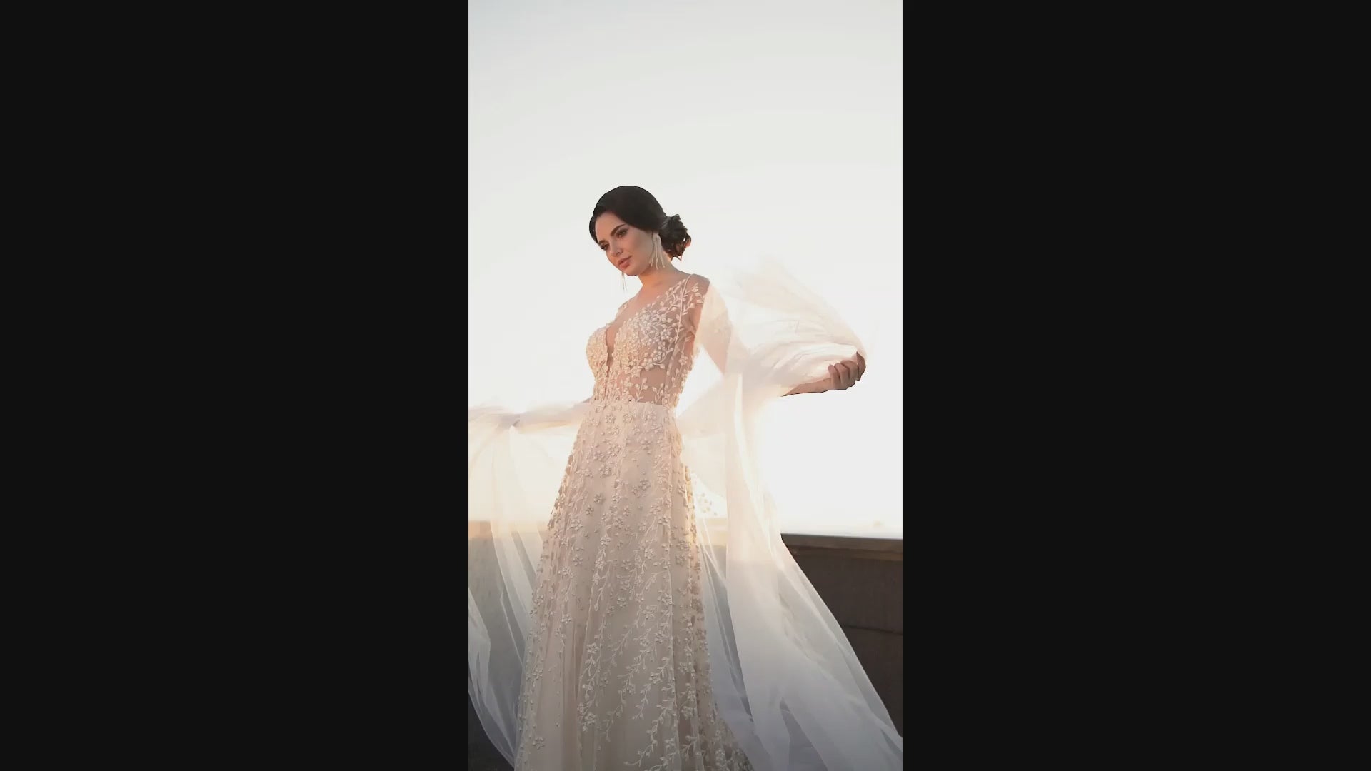 Enida A-line Illusion Carne Wedding dress video