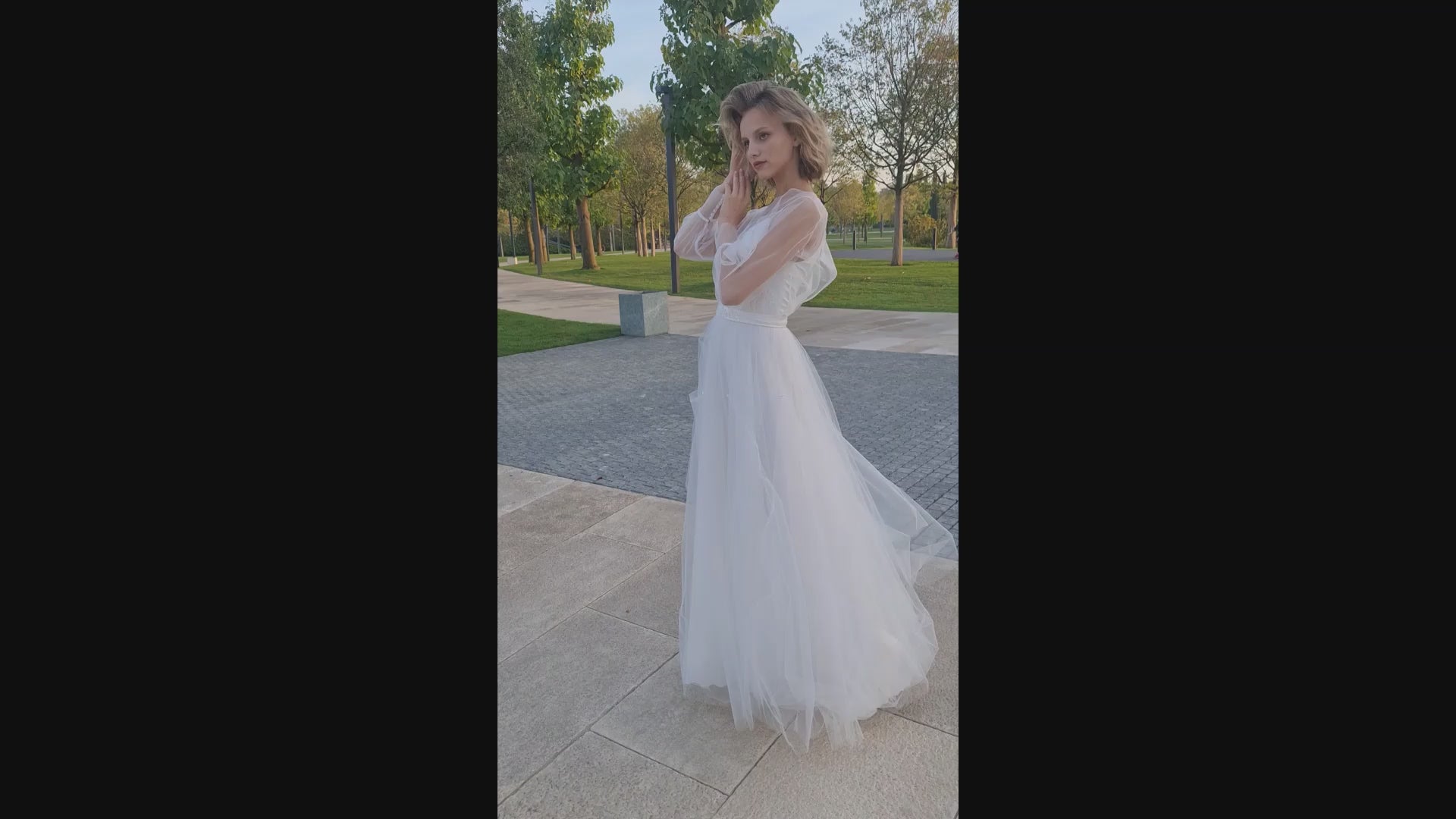Leila A-line Jewel Ivory Wedding dress video