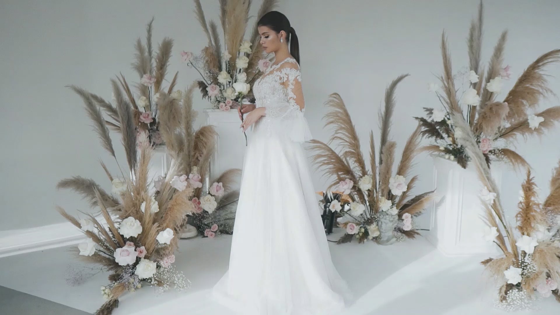 Ezra A-line Jewel Ivory Wedding dress video