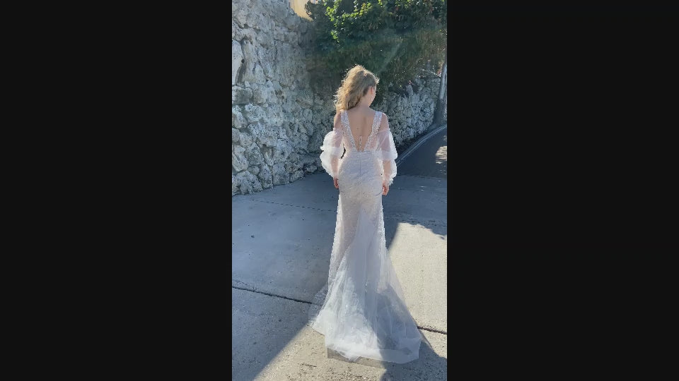 Emilina Trumpet/Mermaid Jewel Milk Cappuccino Wedding dress video