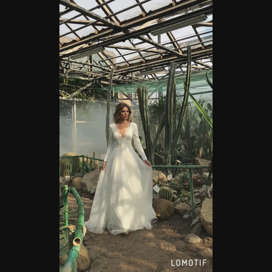Vitalina A-line Illusion Ivory Wedding dress