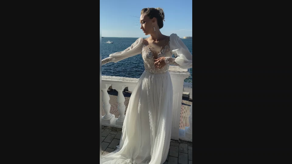 Cornelina A-line Illusion Milk Wedding dress video