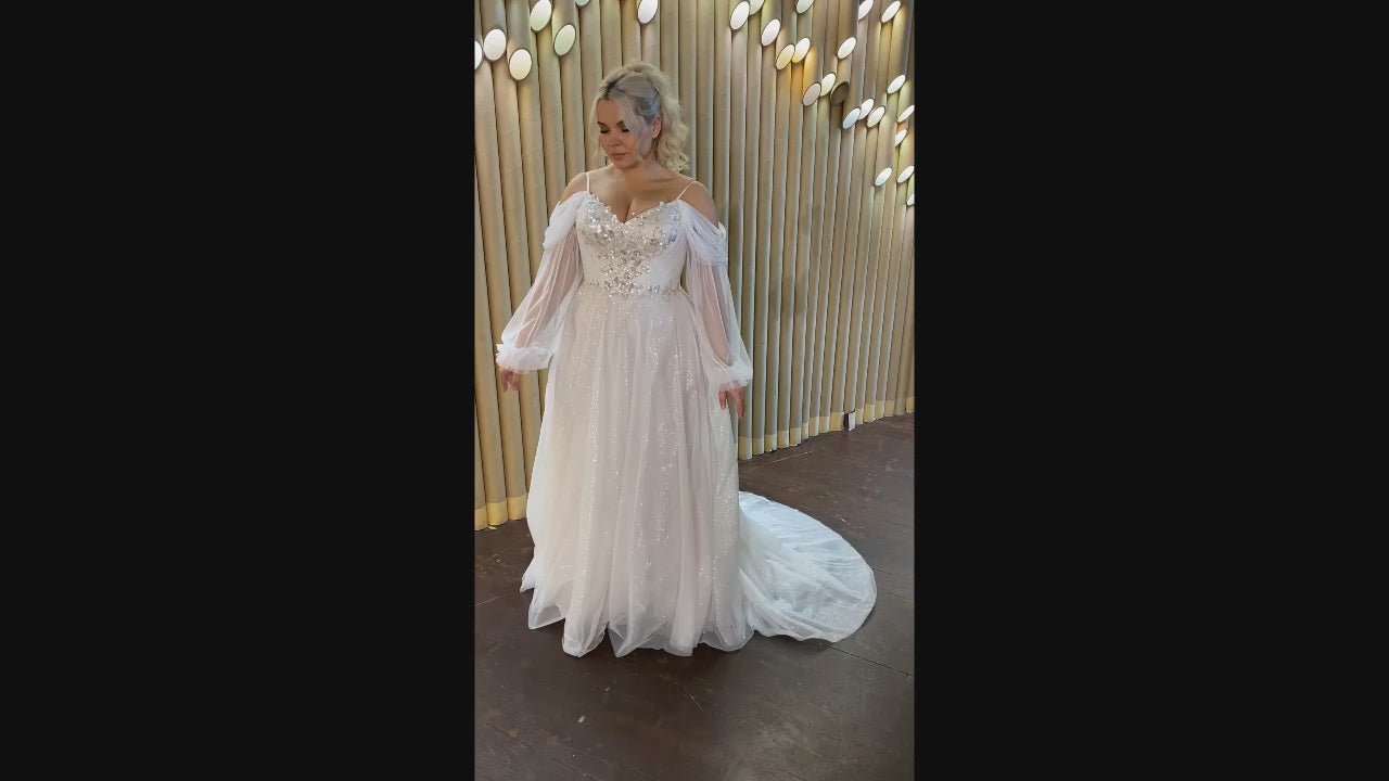Elif A-line Sweetheart Cappuccino Wedding dress video