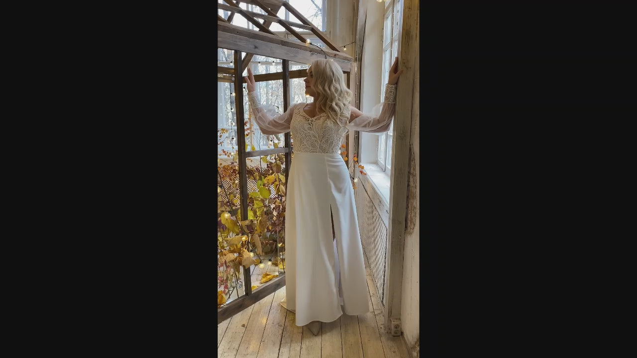 Violinne A-line V-neck Milk Wedding dress video