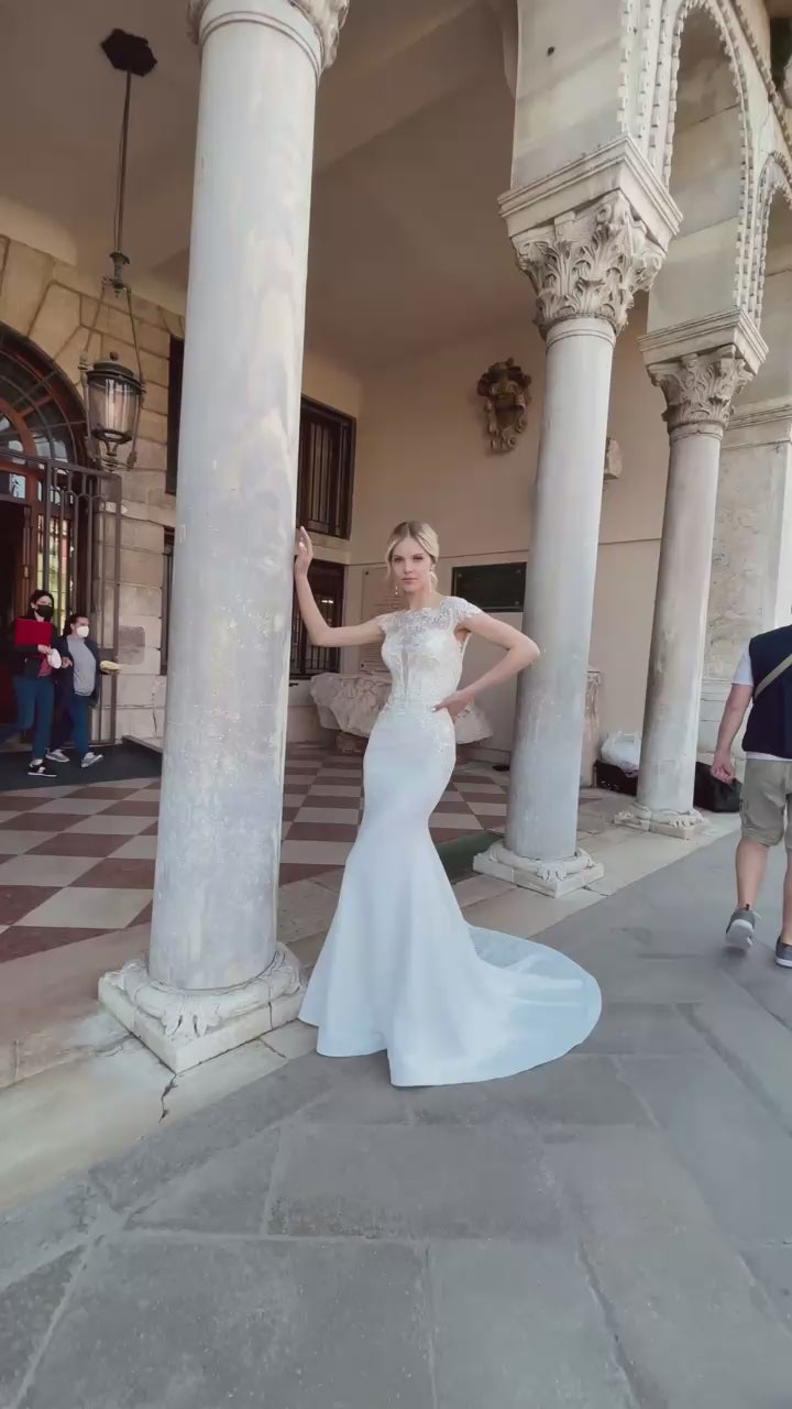 Scarla Trumpet/Mermaid Jewel Ivory Platinum Wedding dress video