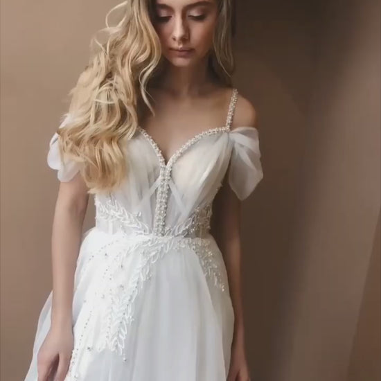 Lavanna A-line V-neck Milk Wedding dress