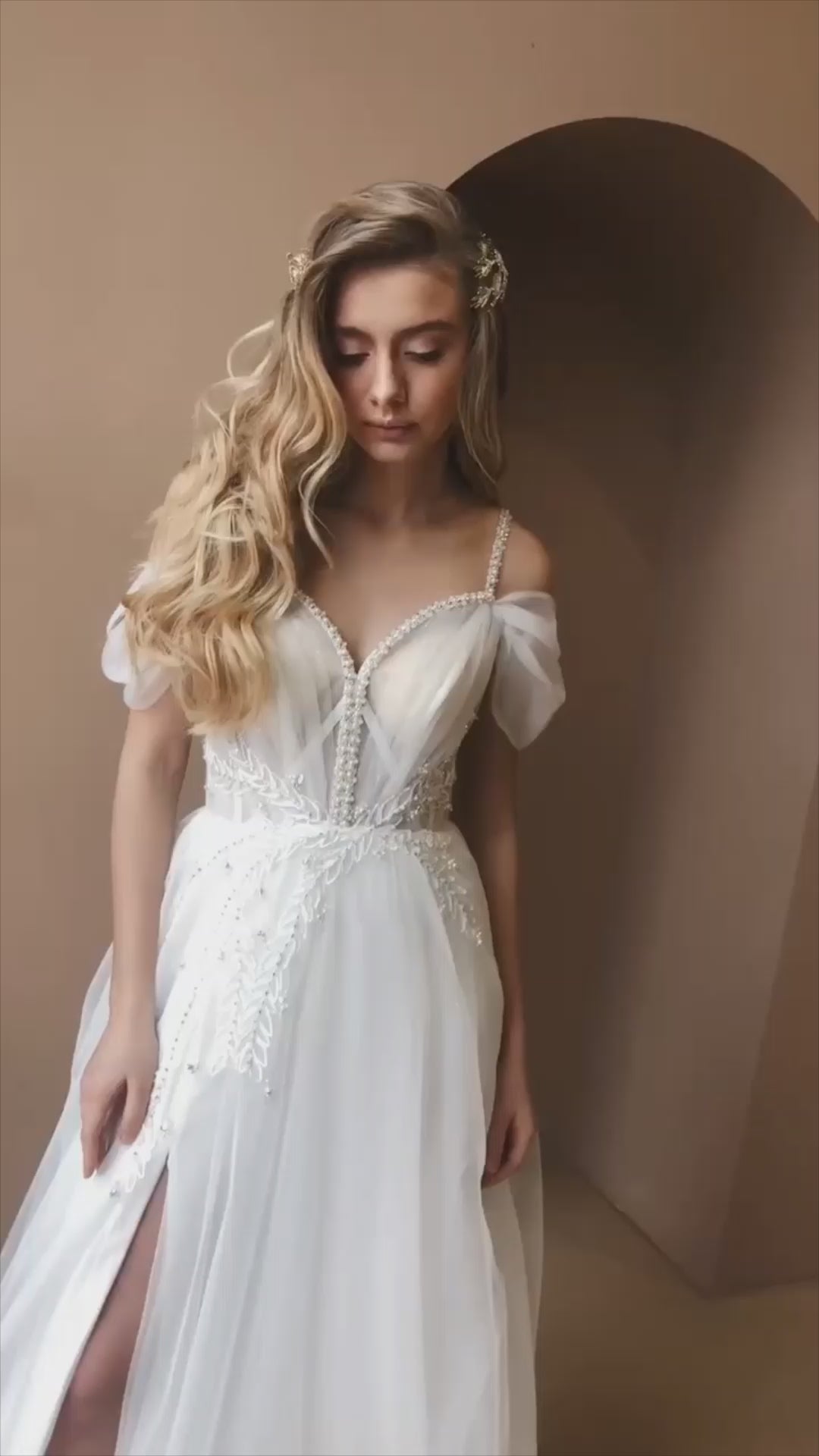 Lavanna A-line V-neck Milk Wedding dress video