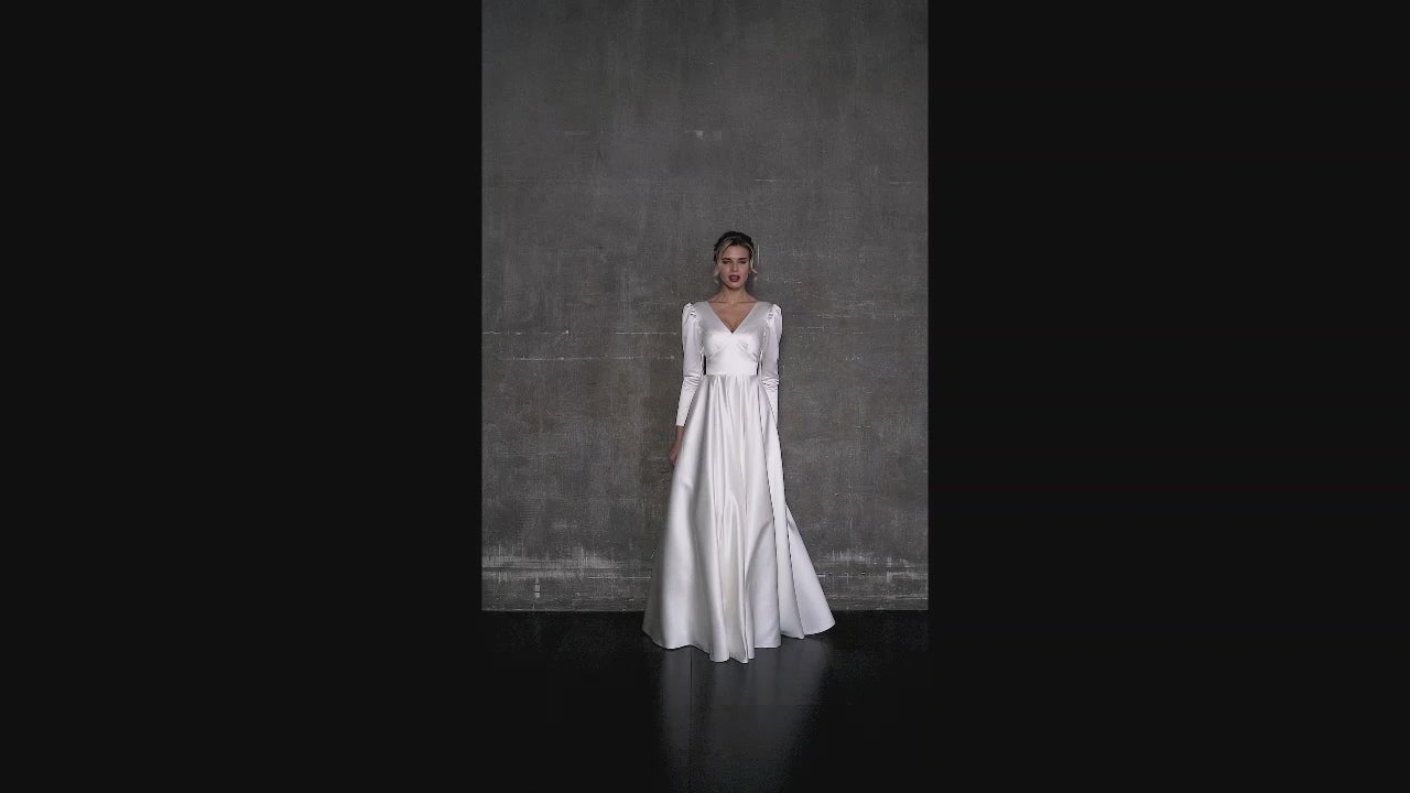 Abell A-line V-neck Ivory Wedding dress