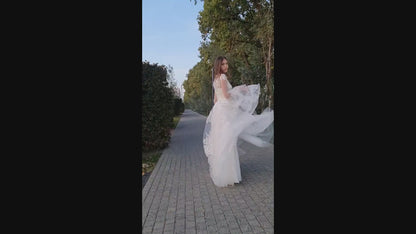 Zulma A-line Jewel Ivory Wedding dress