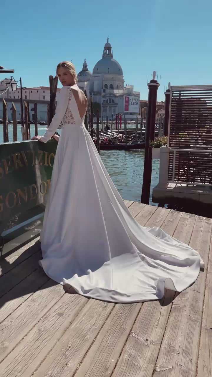 Ambara A-line Deep V-neck Ivory Wedding dress video