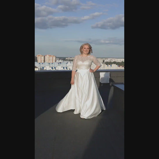 Nanea A-line Jewel Ivory Wedding dress