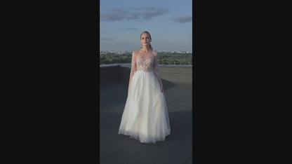 Macy A-line Illusion Ivory Nude Wedding dress