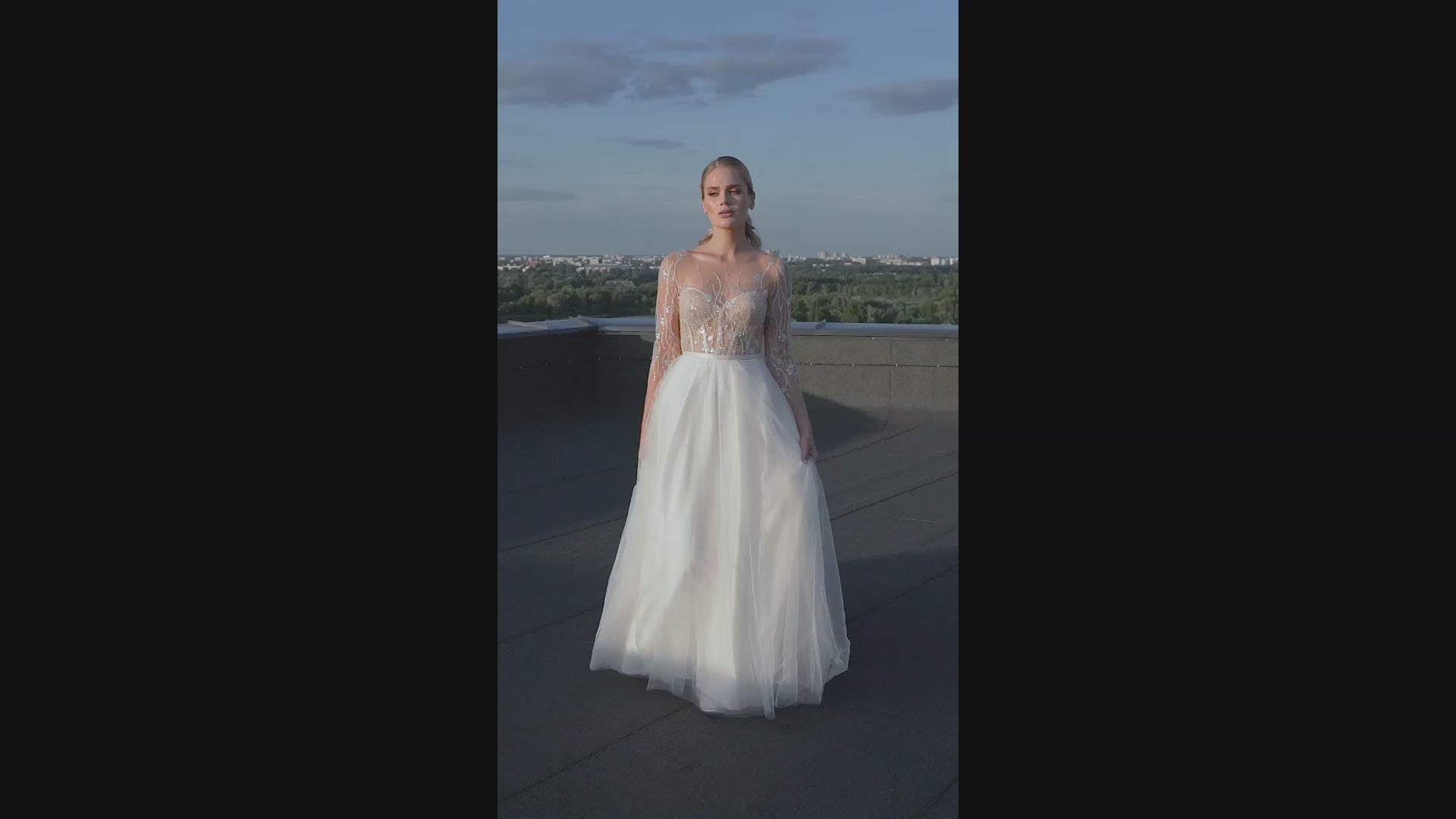 Macy A-line Illusion Ivory Nude Wedding dress video