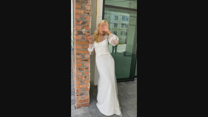 Chez Trumpet/Mermaid Boat/Bateau Whitemilk Wedding dress