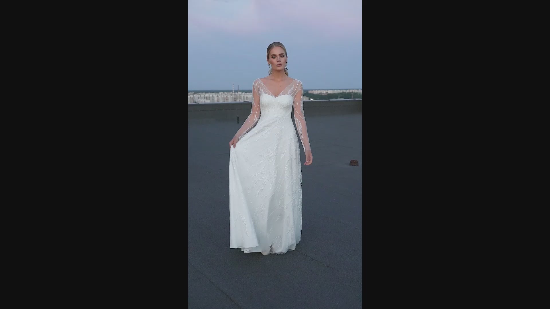 Theia A-line V-neck Ivory Wedding dress video
