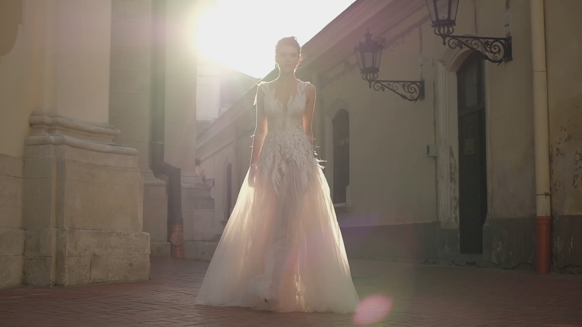 Letisia A-line Illusion Milk Nude Wedding dress video