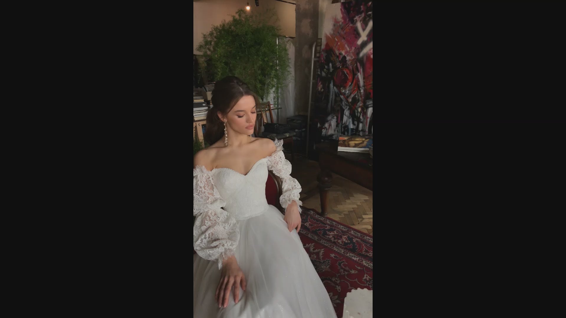 Hayden A-line Off-shoulder/Drop shoulders Ivory Wedding dress video