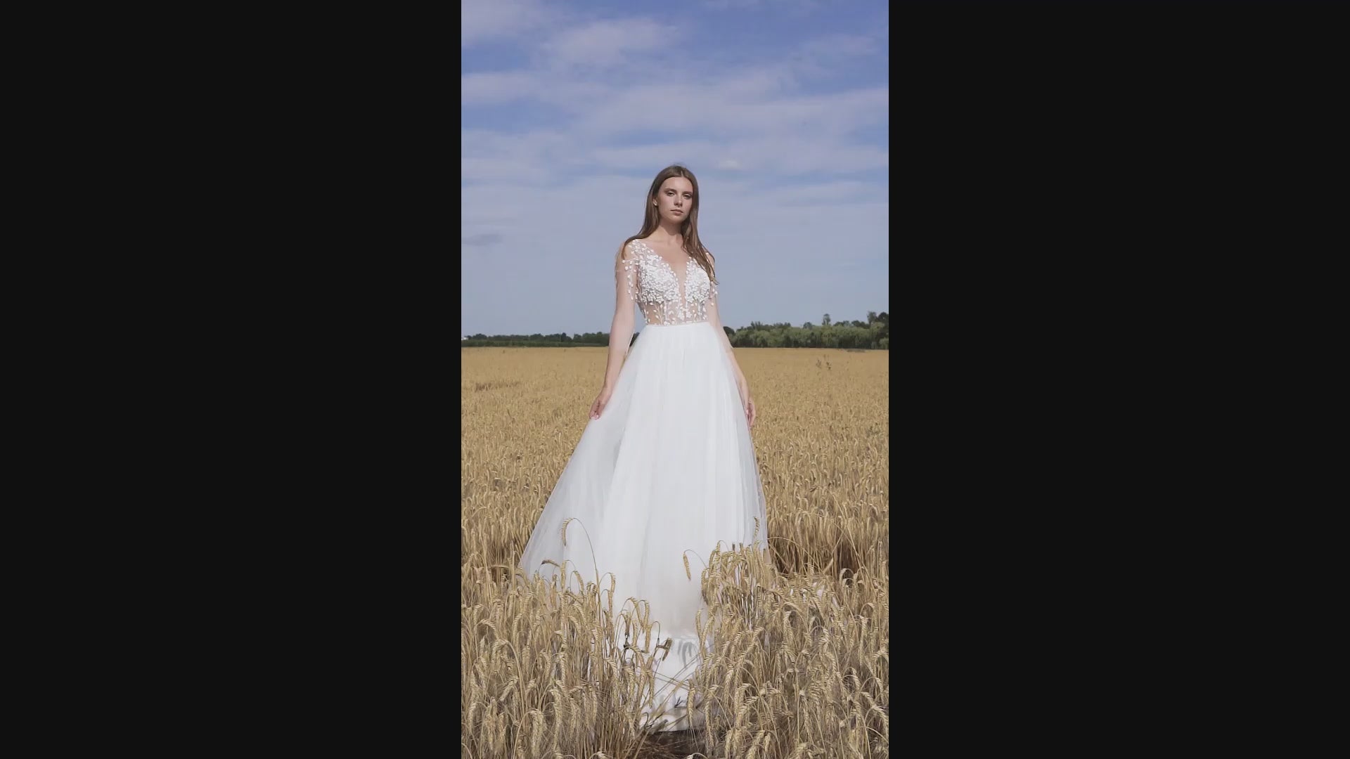 Aubrey A-line Illusion Ivory Wedding dress video