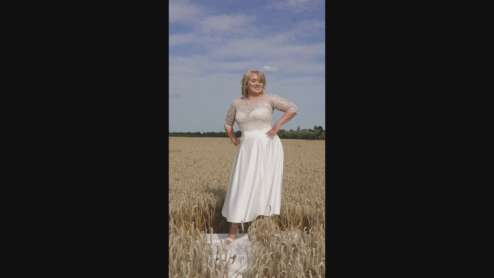 Darby A-line Jewel Ivory Wedding dress video