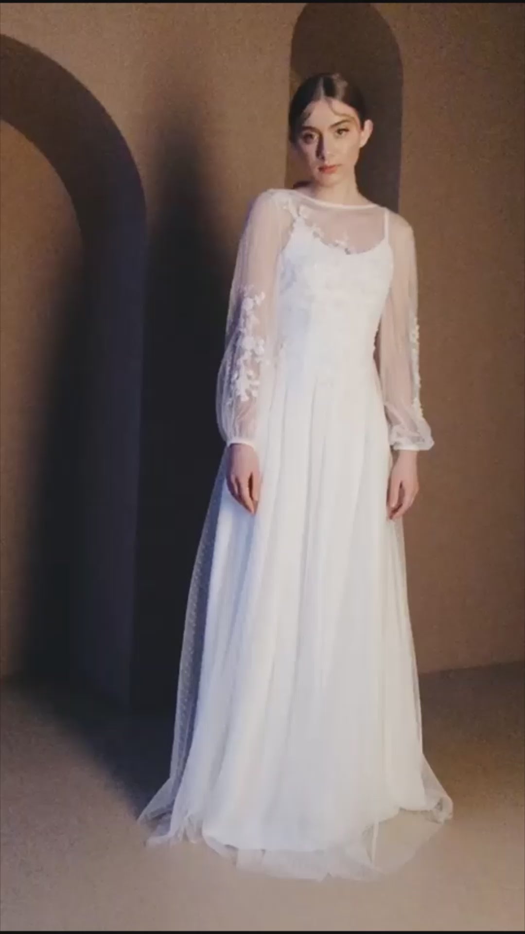 Mariania A-line Halter Milk Wedding dress