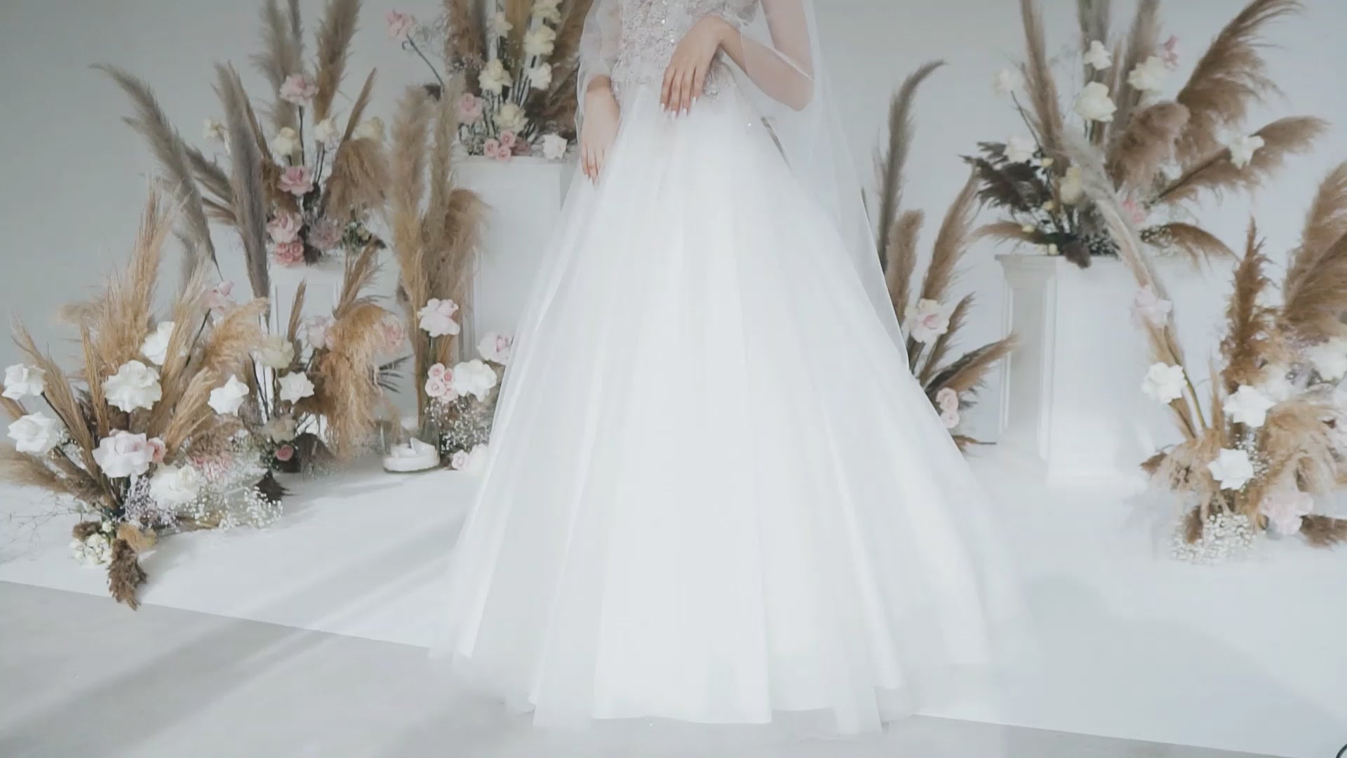 Seona A-line V-neck Ivory PowderPink Wedding dress video