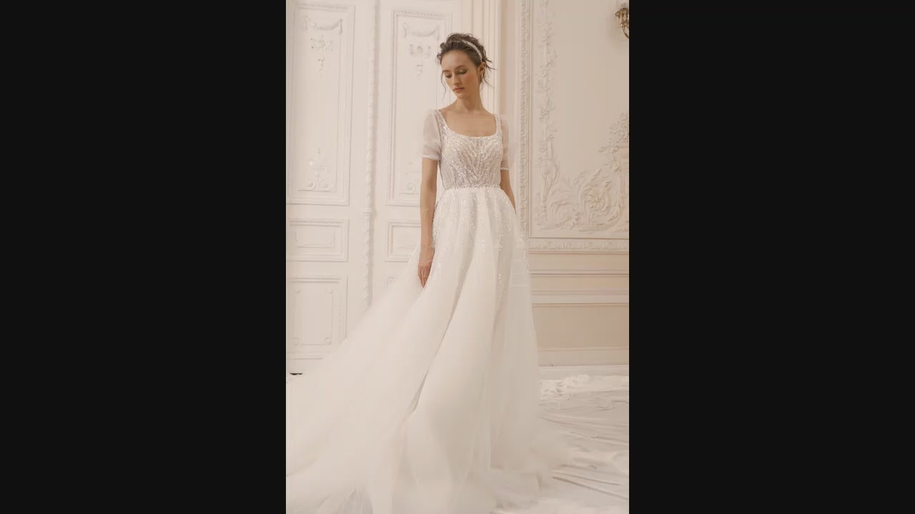 Bella A-line Square Ivory Wedding dress video