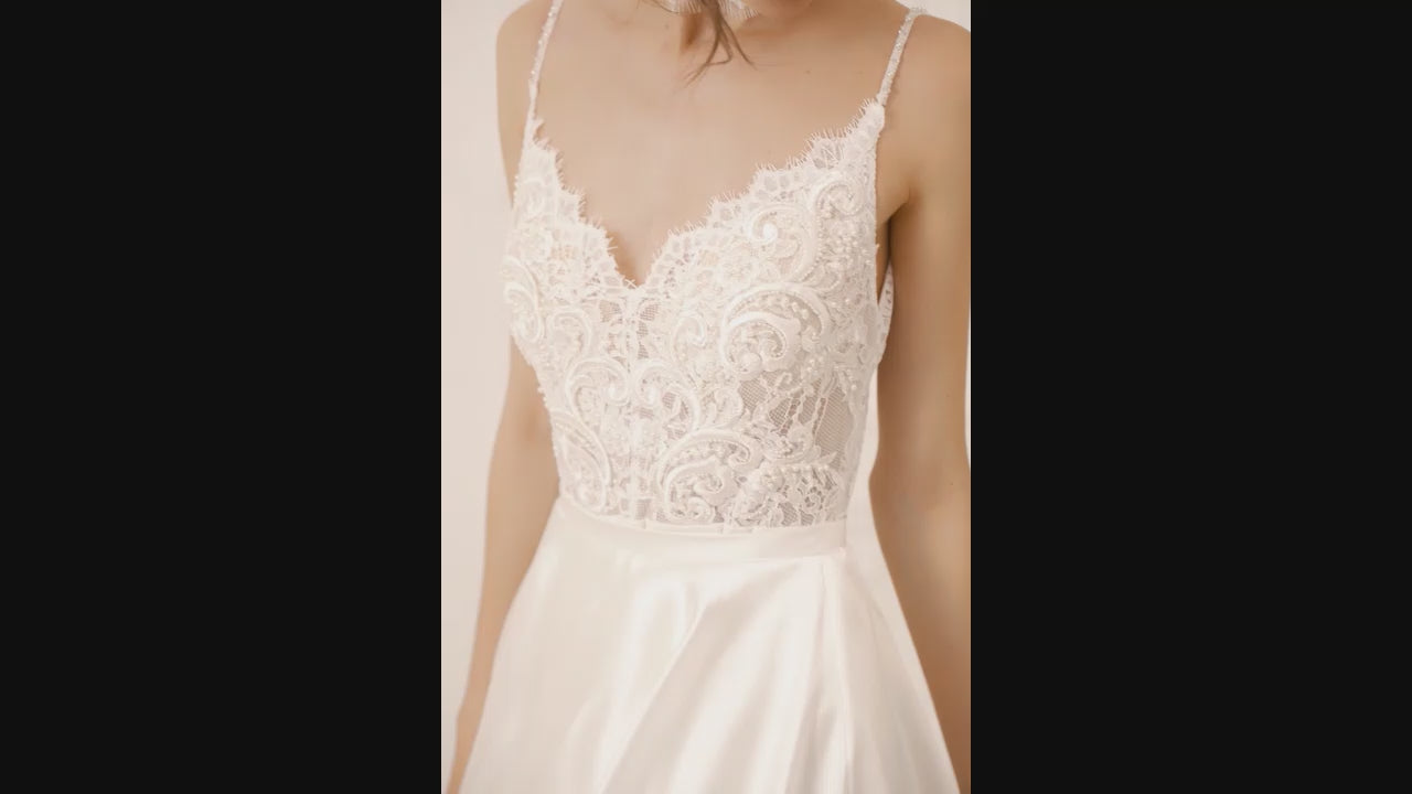 Tiffania A-line V-neck Ivory Wedding dress video